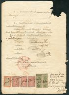 REVENUES STAMPS ON COMPLETE DOCUMENT Circa 1930's Complete Court Document In Native Script Bearing 1909 Judicial... - Tailandia
