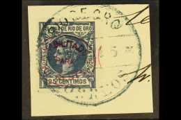 RIO DE ORO 15c On 25c Deep Blue"Habilitado" Handstamp (Edifil 17, SG 17), Very Fine Used On Piece With Nice Almost... - Autres & Non Classés