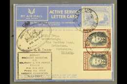 ACTIVE SERVICE LETTER CARD 1942 3d Ultramarine On Buff Without Overlay, Uprated With 1½d Pair Of Rhodes... - Südrhodesien (...-1964)