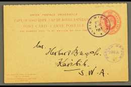 1917 (21 Aug) 1d + 1d KEVII Cape Complete Reply Card To Karibib Cancelled By Superb "KLEIN WINDHUK" Rubber Cds Pmk... - Africa Del Sud-Ovest (1923-1990)