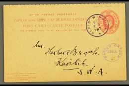 1917 (21 Aug) 1d + 1d KEVII Cape Complete Reply Card To Karibib Cancelled By Superb "KLEIN WINDHUK" Rubber Cds Pmk... - Afrique Du Sud-Ouest (1923-1990)