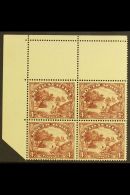 UNION VARIETY 1930-44 4d Chocolate, Redrawn, Wmk Upright, MONKEY IN TREE VARIETY In A Corner Marginal Block Of 4,... - Non Classés