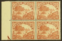 UNION VARIETY 1930-44 4d Brown, Watermark Inverted, SPEAR FLAW In Part Arrow Margin Block Of Four, SG 46aw/46b,... - Non Classés