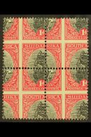 UNION VARIETY 1926-7 1d Black & Red, Pretoria Printing, Block Of 4, PERFORATED THROUGH CENTRE OF STAMPS, SG... - Non Classés