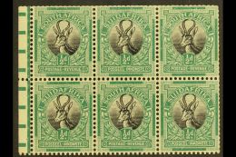 1926-7 ½d Black & Green, Pretoria Printing, Perf.13½x14, Watermark Upright, BOOKLET PANE OF 6... - Zonder Classificatie