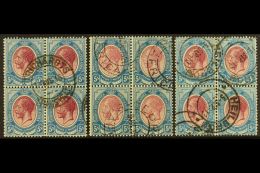 1913-24 5s Purple & Blue, Reddish Purple & Light Blue, SG 15/15a, Very Fine Used BLOCKS OF FOUR In Three... - Zonder Classificatie