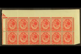 1913-24 1d Rose-red, Plate 1b Top Right Corner Block Of 12 (no Control Number) From Top Of Pane With Margins On... - Non Classés