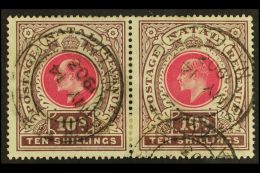 NATAL 1902 10s Deep Rose And Chocolate SG 141, Horizontal Pair With Neat Parcels Durban Cds's  For More Images,... - Non Classés