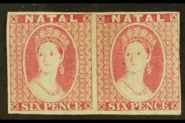 NATAL 1862 6d "Chalon" Type Horizontal IMPERF PROOF PAIR Printed In Rose-red On Gummed Unwatermarked Paper, Fine... - Non Classés