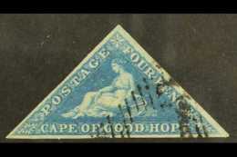 CAPE OF GOOD HOPE 1853 4a Blue On Slightly Blued Paper Triangular, SG 4a, Very Fine Used With 3 Margins Showing... - Unclassified