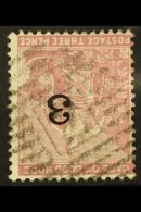 CAPE 1880 "3" On 3d Pale Dull Rose Surcharge Type 10 With WATERMARK INVERTED Variety, Used, Small Faded Spot,... - Non Classificati