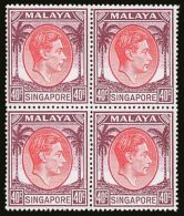 1951 40c Red And Purple, Perf 17½ X 18, SG 26, Superb Never Hinged Mint Block Of Four.  For More Images,... - Singapour (...-1959)