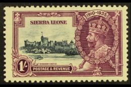 1935 Silver Jubilee 1s Slate And Purple With "Lightning Conductor" Variety, SG 184c, Very Fine Mint. For More... - Sierra Leone (...-1960)