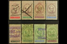 REVENUE 1900 Tall Issue Complete To $2 Plus The $5 (Barefoot 20/26 & 28), Fine Used, The 25c Mint (8 Stamps)... - Sarawak (...-1963)