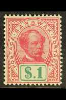 1899-1908 $1 Rose-carmine & Green, No Watermark, SG 47, Very Fine Mint. For More Images, Please Visit... - Sarawak (...-1963)