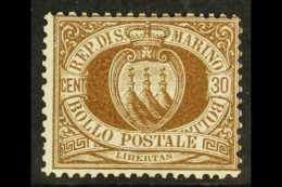 1877 30c Brown, SG 6, Fine Lightly Hinged Mint. Cat £1100. For More Images, Please Visit... - Autres & Non Classés