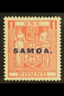 1932 £1 Pink Postal Fiscal On "Cowan" Paper, SG 174, Fine Mint. For More Images, Please Visit... - Samoa (Staat)