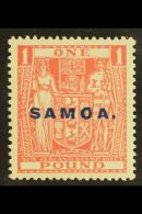 1932 £1 Pink Postal Fiscal On "Cowan" Paper, SG 174, Fine Mint. For More Images, Please Visit... - Samoa