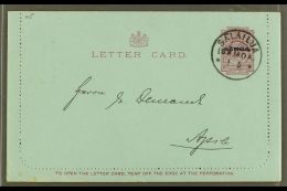 1916 One Penny Dull Claret On Blue (note Along Bottom 94mm Long) LETTER CARD, H&G 1a, Very Fine With Unstuck... - Samoa