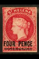 1863 4d Carmine Imperf, SG 5, Very Fine Unused No Gum, Four Good To Large Margins, A Lovely Stamp. For More... - Sint-Helena