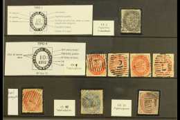 PORTUGUESE INDIA 1871 NUMERAL TYPES - USED SELECTION On A Stock Card, All Identified With Specialized Notations /... - Autres & Non Classés