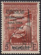 MOZAMBIQUE 1938 5E Red-brown Air New York Exhibition Overprint, Afinsa 7A, Fine Never Hinged Mint, Fresh. For More... - Other & Unclassified