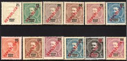 MOZAMBIQUE 1917 "Republica" Local Overprints In Red Complete Set, SG 234/245, Mint Or Unused Without Gum. (12... - Andere & Zonder Classificatie