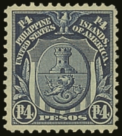 1911 4p Deep Blue, Scott 273, Fine Mint With Tiny Gum Thin. Elusive. For More Images, Please Visit... - Filippine