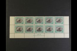 1916-31 3d Black And Blue-green, SG 98c, JOHN ASH INSCRIPTION BLOCK OF TEN (bottom Two Rows Of Sheet), Very Fine... - Papoea-Nieuw-Guinea