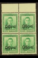 OFFICIAL 1938-51 ½d Green, SG O134, Never Hinged Mint Marginal Block Of Four. (4 Stamps) For More Images,... - Altri & Non Classificati