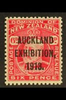 1913 6d Carmine "Auckland Exhibition" Overprint, SG 415, Very Fine Never Hinged Mint, Fresh. For More Images,... - Autres & Non Classés