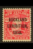 1913 6d Carmine "Auckland Exhibition" Overprint, SG 415, Very Fine Never Hinged Mint, Fresh. For More Images,... - Andere & Zonder Classificatie