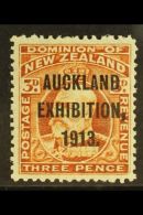 1913 3d Chestnut "Auckland Exhibition" Overprint, SG 414, Very Fine Mint, Fresh. For More Images, Please Visit... - Altri & Non Classificati