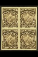 1900 Pictorial Definitive ½d Black "Mount Cook" (as SG 271), IMPERF PROOF Block Of Four On Ungummed... - Autres & Non Classés