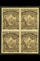 1900 Pictorial Definitive ½d Black "Mount Cook" (as SG 271), IMPERF PROOF Block Of Four On Ungummed... - Andere & Zonder Classificatie