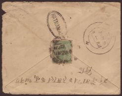 1921 INCOMMING Cover From Bombay Franked Geo V ½a Green With Neat Black Double Lined Oval... - Népal