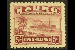 1924 5s Claret On Rough Greyish Paper, SG 38A, Never Hinged Mint. For More Images, Please Visit... - Nauru