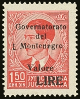 ITALIAN OCCUPATION 1942 1.50d Red With "Governatorato Del Montenegro/Valore LIRE" Opt In Black, Sass 41, Fine... - Montenegro
