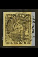1859 6d Dull Purple-slate, SG 33, Superb Used On Piece With Good Margins All Round And Tied By Neat Barred Circle... - Maurice (...-1967)