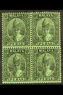 PERAK 1938-41 50c Black/emerald, SG 118, BLOCK OF FOUR, Very Fine Never Hinged Mint. For More Images, Please Visit... - Andere & Zonder Classificatie