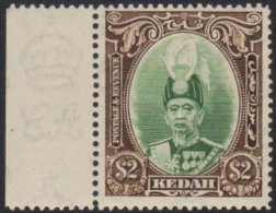 KEDAH 1937 $2 Green & Brown, SG 67, Very Fine Marginal Example, Never Hinged Mint (1 Stamp) For More Images,... - Andere & Zonder Classificatie