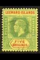 1912-22 5s Green & Red/yellow On Orange Buff, SG 57c, Very Fine Used For More Images, Please Visit... - Leeward  Islands