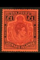 1938-51 £1 Brown-purple & Black On Red Key Type Chalky Paper, SG 114, Fine Mint, Fresh. For More Images,... - Leeward  Islands