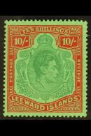 1938-51 10s Deep Green And Deep Vermilion On Green Key Type Ordinary Paper, SG 113c, Fine Never Hinged Mint, Very... - Leeward  Islands