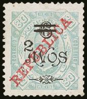 1919 2a On 6a On 80r Pale Green Local Provisional Stamp, SG 303 (Scott 257), Very Fine Unused As Issued. Scarce.... - Other & Unclassified