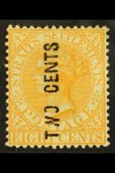 1883 "TWO CENTS" Vertical Surcharge On 8c Orange, Type 20c With Wide "N", SG 56, Mint With Light Horizontal Bend,... - Straits Settlements