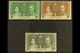 1937 Coronation Set Complete, Perforated "Specimen", SG 127s/129s, Very Fine Mint. (3 Stamps) For More Images,... - Nyassaland (1907-1953)