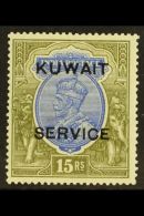 OFFICIALS 1923 15r Blue And Olive, Geo V, SG O14, Very Fine And Fresh Mint. For More Images, Please Visit... - Koweït