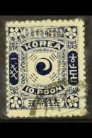 1897 18p Blue, Opt In Black, Top Of Stamp Is PRINTED DOUBLE, SG 13B Variety, Fine Used & Very Unusual. For... - Corea (...-1945)