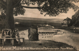 Hann. Münden. Weserstein Mit Salondampfer "Kaiser Wilhelm" - Hannoversch Muenden